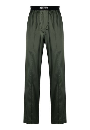 TOM FORD logo-waist silk pyjama trousers - Grün