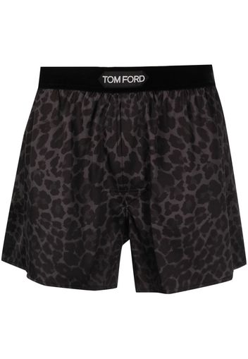 TOM FORD leopard-print silk boxers - Schwarz