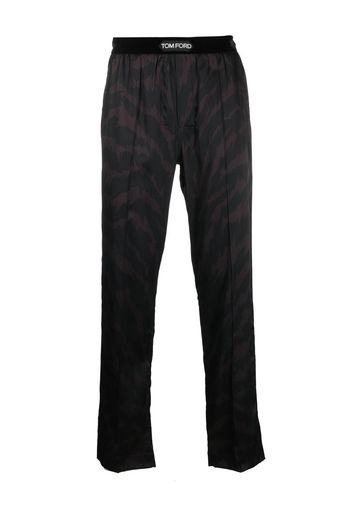 TOM FORD patterned logo-waistband pyjama trousers - Schwarz