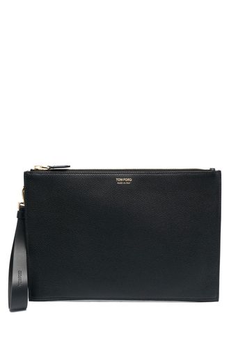 TOM FORD logo-stamp clutch bag - Schwarz