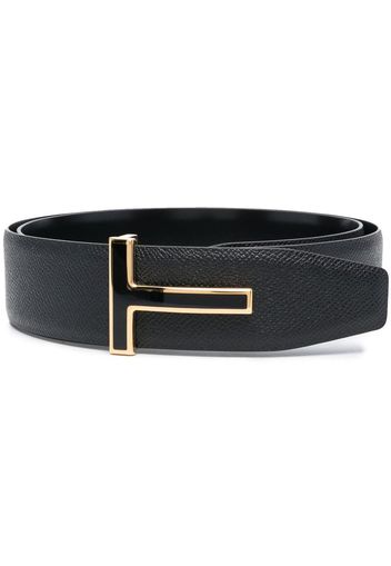 TOM FORD logo-plaque leather belt - Schwarz