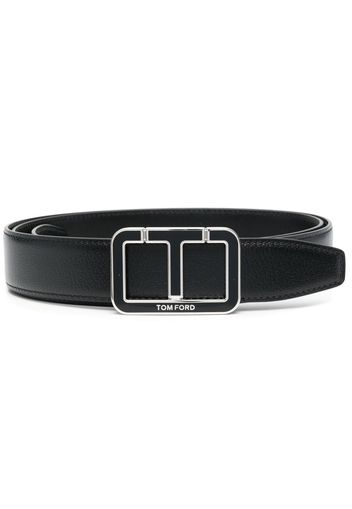 TOM FORD leather logo-print buckle belt - Schwarz