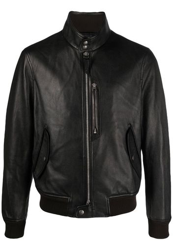 TOM FORD stand-collar leather jacket - Schwarz