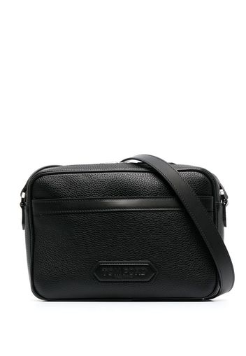 TOM FORD logo-patch leather messenger bag - Schwarz