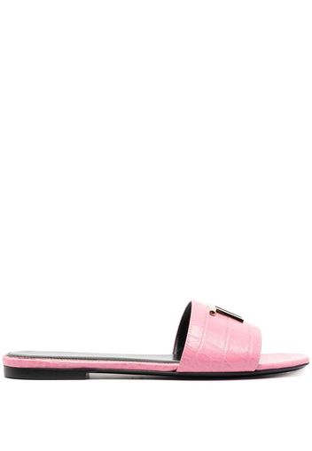 TOM FORD logo-plaque crocodile-effect sandals - Rosa