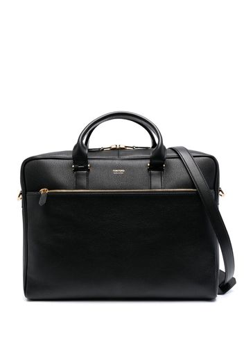 TOM FORD logo-plaque grained leather briefcase - Schwarz