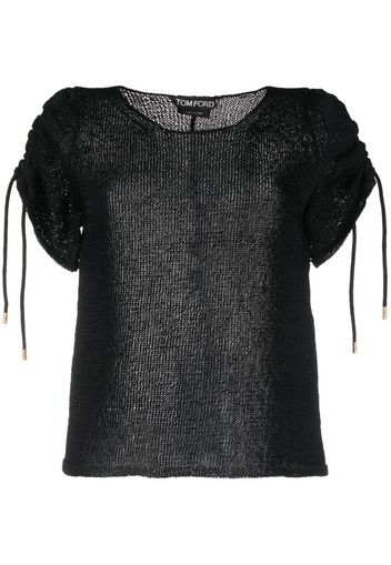 TOM FORD ruched open-knit top - Schwarz