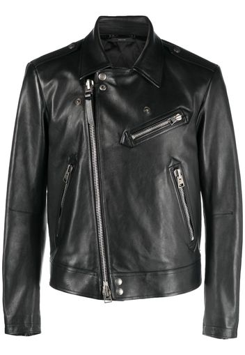 TOM FORD off-centre leather jacket - Schwarz