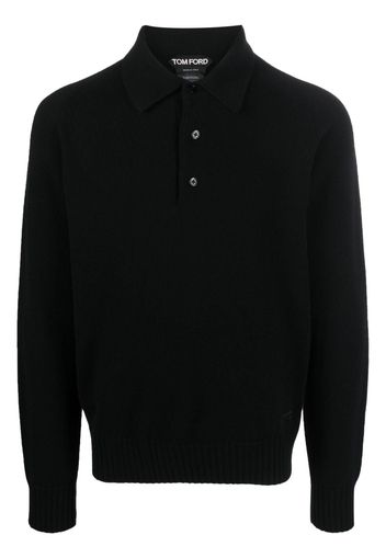 TOM FORD knitted long-sleeve polo shirt - Schwarz