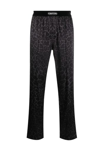 TOM FORD leopard-print silk-blend trousers - Schwarz