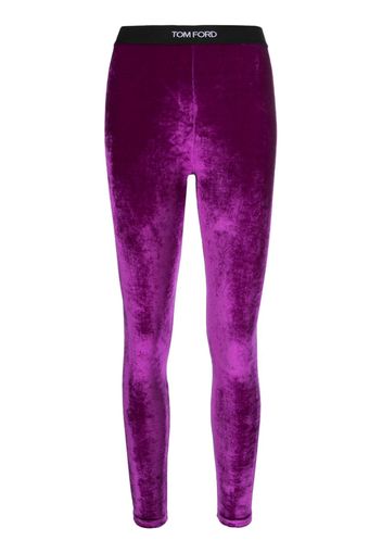 TOM FORD logo-waistband velvet leggings - Violett