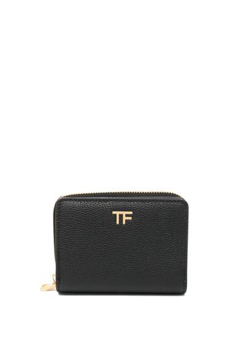 TOM FORD logo-lettering pebbled leather wallet - Schwarz