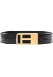 TOM FORD T buckle crocodile-embossed belt - Schwarz