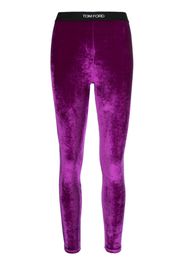 TOM FORD logo-waistband velvet leggings - Violett