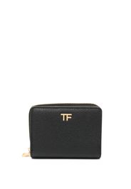 TOM FORD logo-lettering pebbled leather wallet - Schwarz