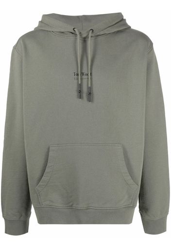 Tom Wood logo-print drawstring hoodie - Grün