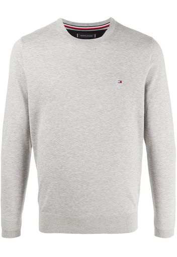 Tommy Hilfiger Pullover mit Logo-Patch - Grau