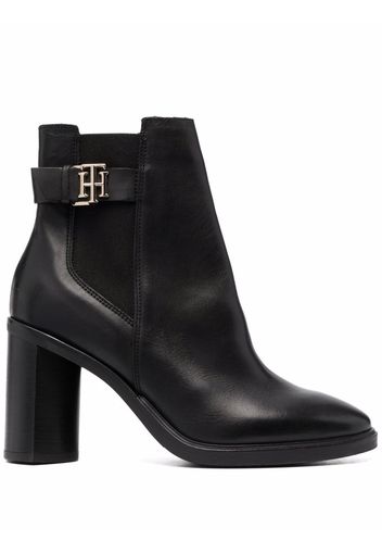 Tommy Hilfiger Monogram-Hardware leather ankle boots - Schwarz