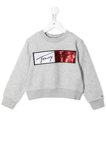 Tommy Hilfiger Junior sequin-embellished cotton sweatshirt - Grau
