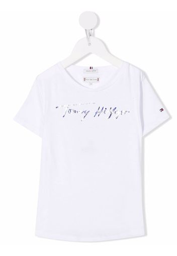 Tommy Hilfiger Junior logo-print organic cotton T-Shirt - Weiß