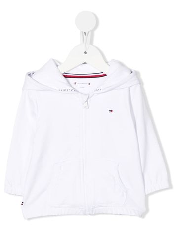 Tommy Hilfiger Junior embroidered-logo zip-up hoodie - Weiß