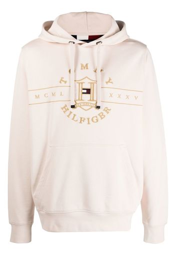 Tommy Hilfiger embroidered-logo drawstring hoodie - Nude