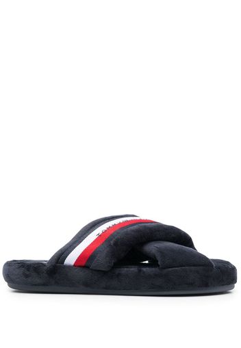 Tommy Hilfiger crossover straps faux-fur slippers - Blau