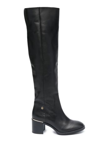 Tommy Hilfiger logo-plaque knee-high boots - Schwarz