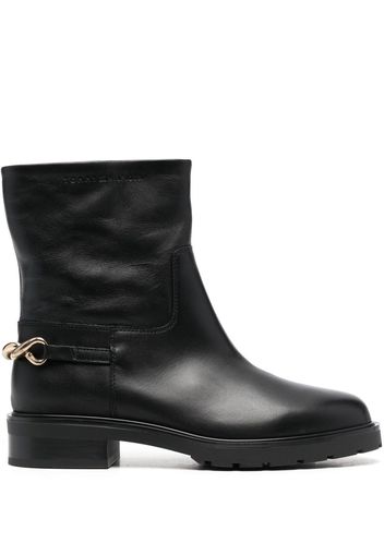 Tommy Hilfiger chain detail leather ankle boots - Schwarz