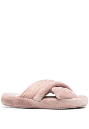 Tommy Hilfiger crossover straps faux-fur slippers - Rosa