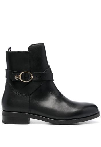 Tommy Hilfiger buckle-detail leather ankle boots - Schwarz