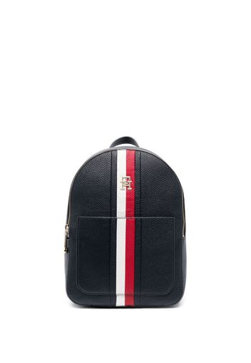 Tommy Hilfiger monogram-plaque leather backpack - Blau