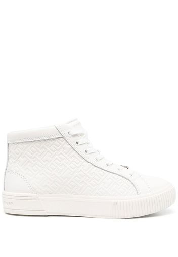 Tommy Hilfiger embossed-monogram high-top sneakers - Nude