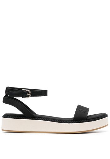 Tommy Hilfiger embroidered-logo platform sandals - Schwarz