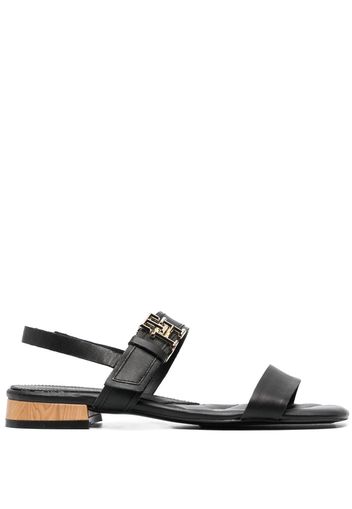 Tommy Hilfiger logo-buckle leather sandals - Schwarz