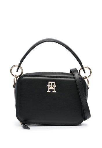 Tommy Hilfiger logo-plaque zip-up satchel bag - Schwarz