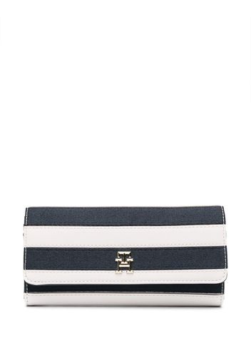 Tommy Hilfiger Iconic Breton-stripes faux-leather wallet - Nude