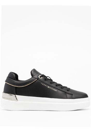 Tommy Hilfiger metallic-detail leather sneakers - Schwarz