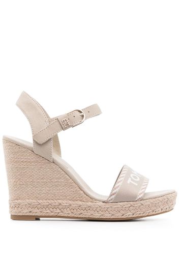 Tommy Hilfiger jacquard-logo 105mm wedge sandals - Grün