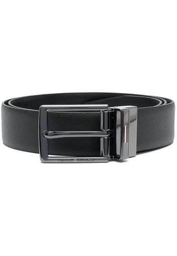 Tommy Hilfiger engraved-logo leather belt - Schwarz