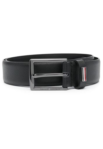 Tommy Hilfiger logo-plaque leather belt - Schwarz