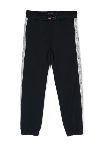 Tommy Hilfiger Junior logo-stripe cotton track pants - Blau