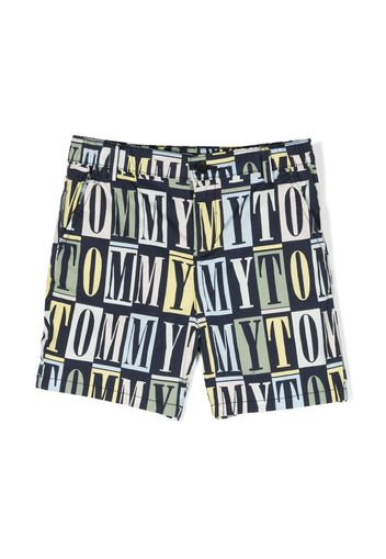 Tommy Hilfiger Junior logo-print cotton shorts - Blau