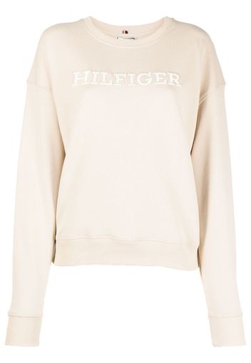 Tommy Hilfiger logo-print cotton sweatshirt - Nude