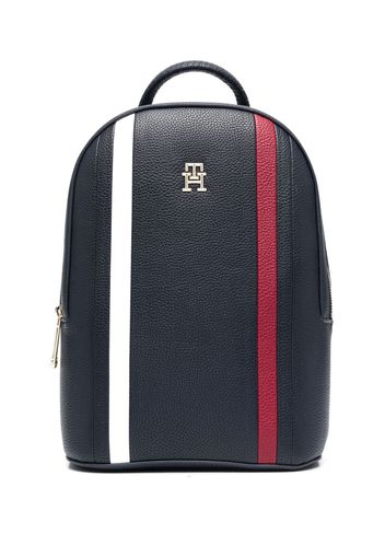 Tommy Hilfiger logo-plaque pebbled backpack - Blau