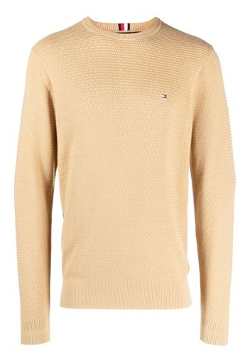 Tommy Hilfiger logo-embroidered knitted cotton jumper - Nude