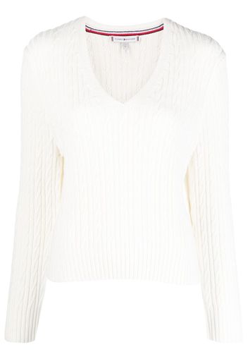 Tommy Hilfiger cable-knit long-sleeve jumper - Weiß