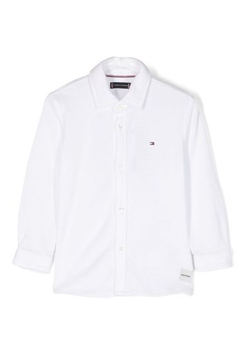 Tommy Hilfiger Junior logo-embroidered cotton shirt - Weiß