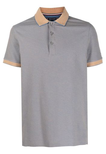 Tommy Hilfiger logo-plaque two-tone polo shirt - Blau