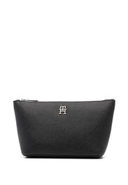 Tommy Hilfiger monogram-plaque make up bag - Schwarz